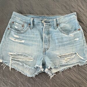 Levi's Light Blue Distressed Denim Cutoff Shorts